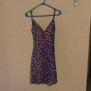 Elegant Sequin Dress - Blue and Pink Worn Once